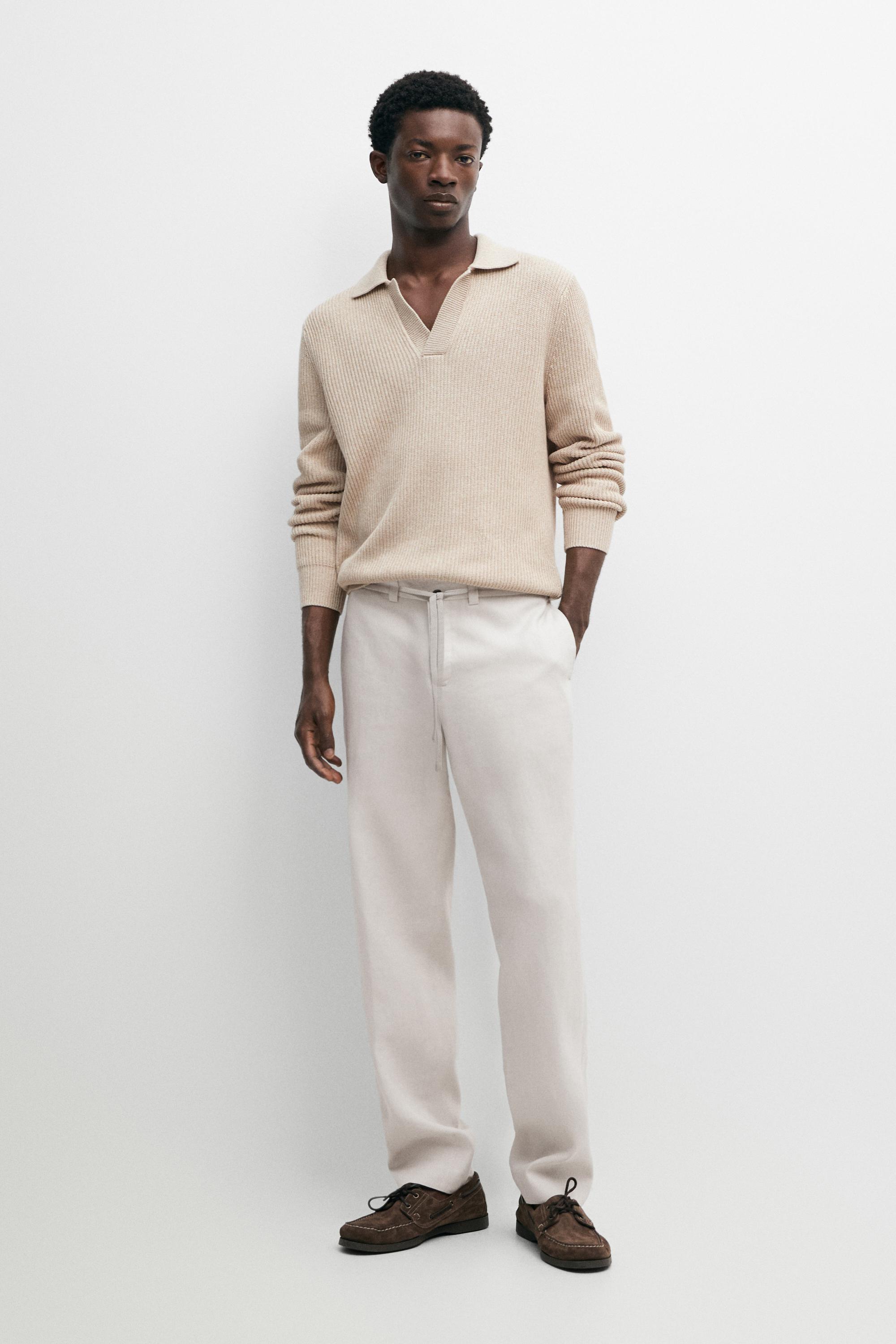 Pantalon à taille élastique 100 % lin